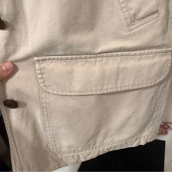 L.L. Bean beige barn jacket brown corduroy collar button fore chore coat women S - Picture 6 of 11